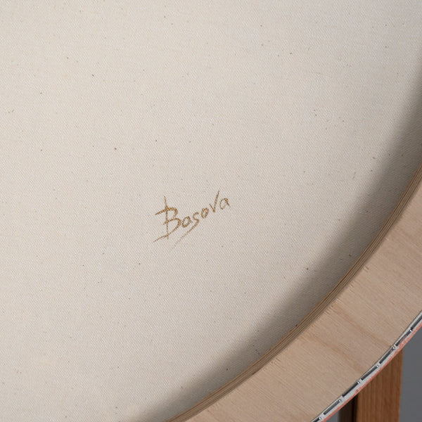 rückseite signiertes acrylbild rund, leinwand kinderzimmer fuchs motiv, holzrahmen