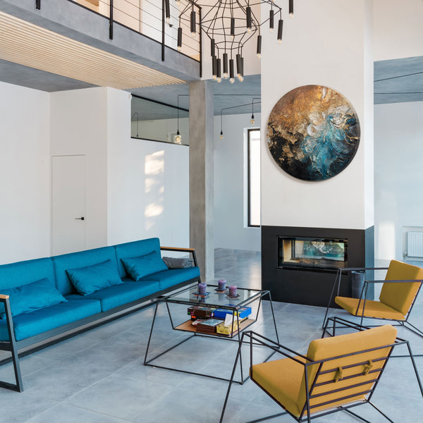 runde kunst modern, acrylbild wanddeko innenraum