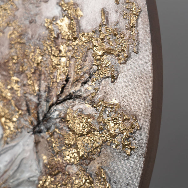 struktur gold florales, kante leinwand rund