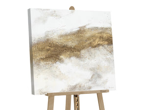 Pintura Abstracta sobre Lienzo con Oro "April" 100x100cm – Pintura Moderna