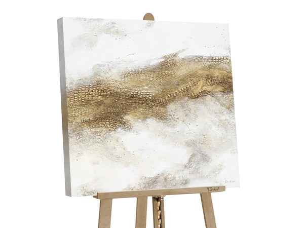 Pintura Abstracta sobre Lienzo con Oro "April" 100x100cm – Pintura Moderna