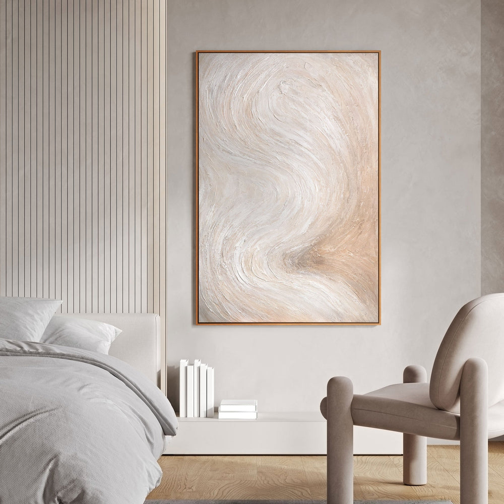 Abstrakte Wandkunst beige handgemalt modern