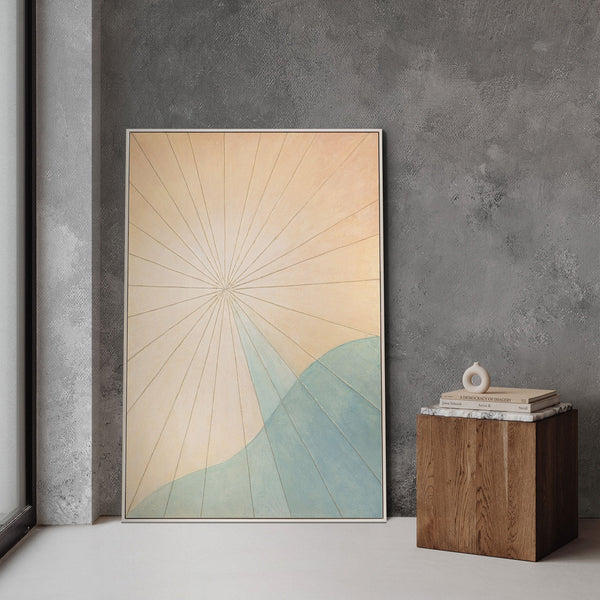 Abstrakte Wandkunst beige türkis handgemalt