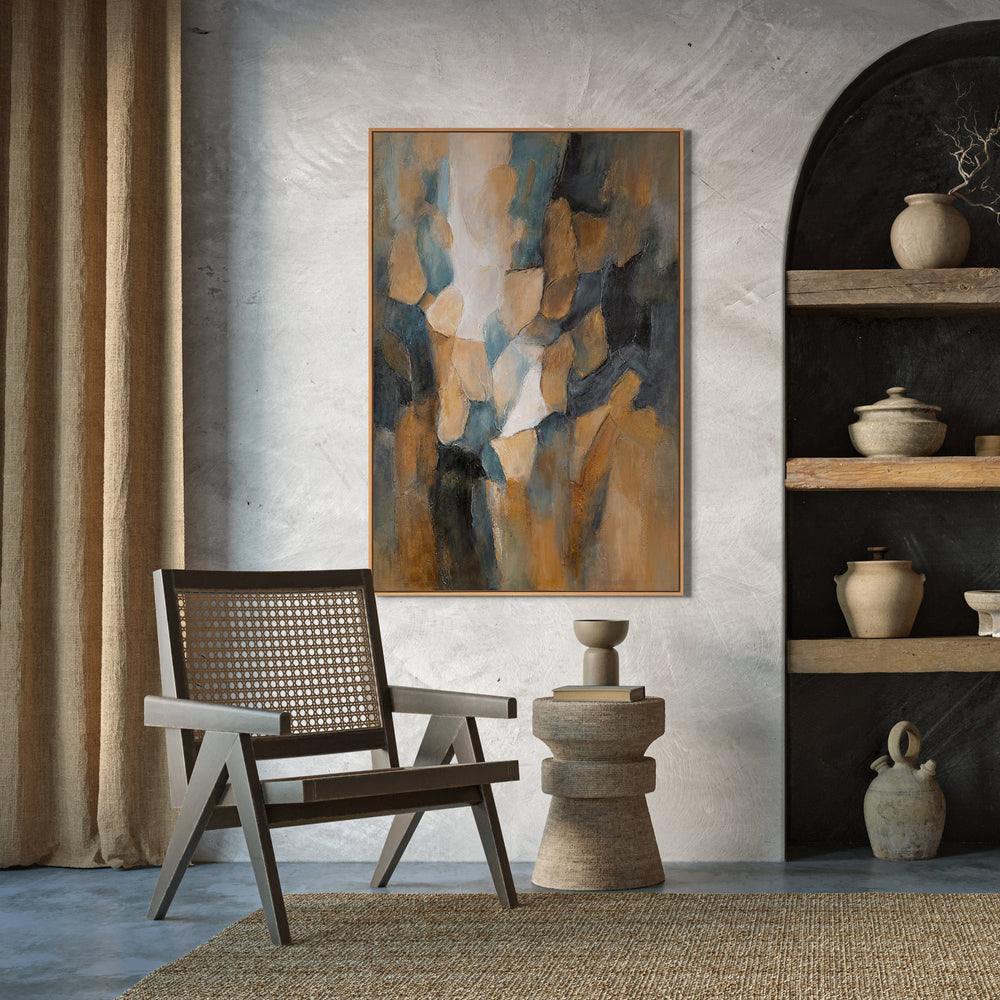 Abstrakte Wandkunst blau gold handgemalt