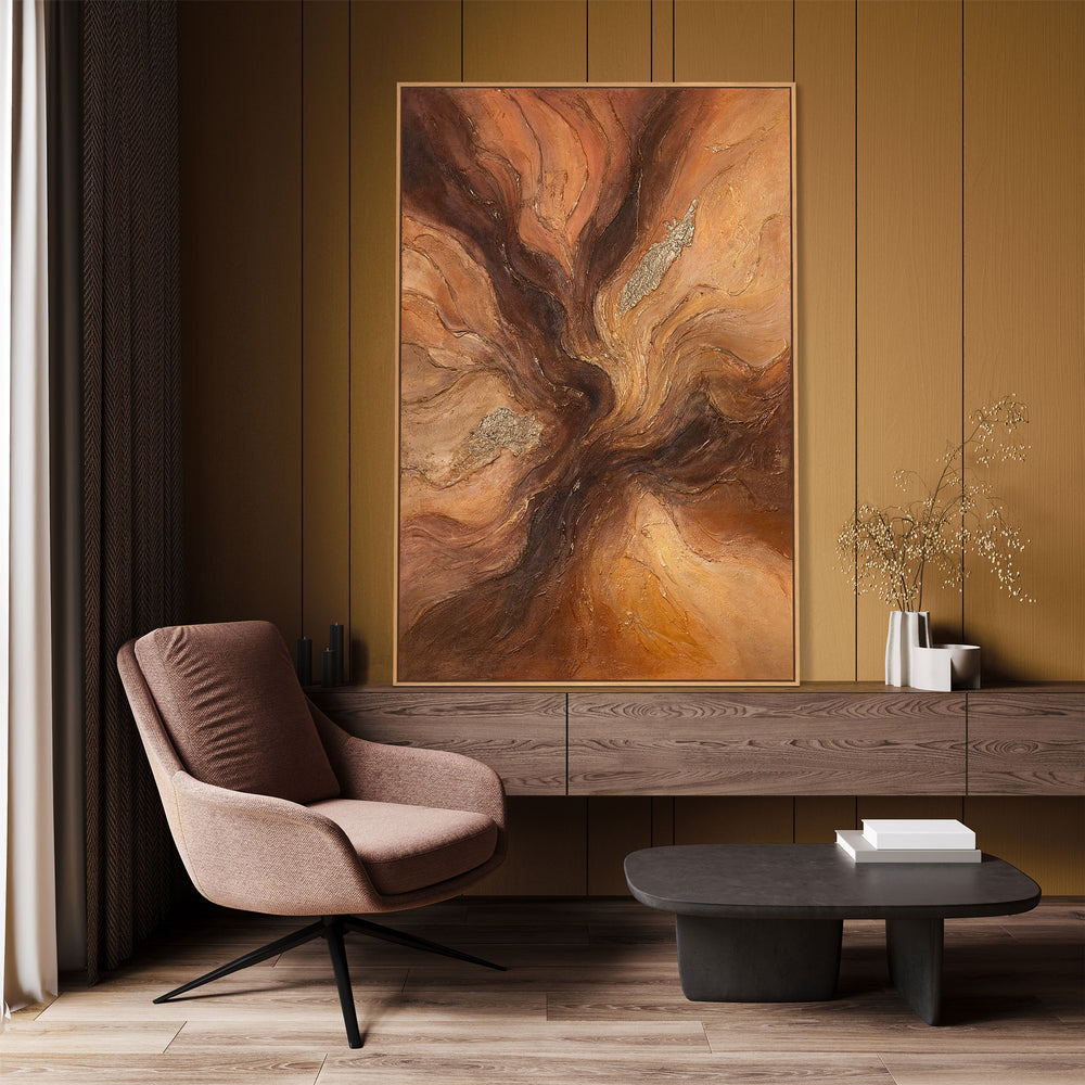 Abstrakte Wandkunst braun gold moderne Leinwand