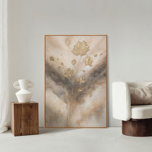 Abstrakte Wandkunst gold beige grau modern