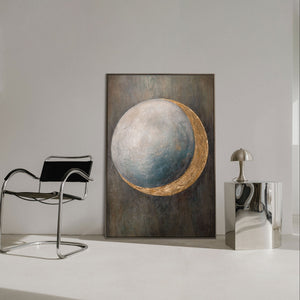 Abstrakte Wandkunst gold blau handgemalt