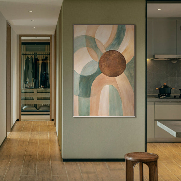 Abstrakte Wandkunst grün beige handgemalt