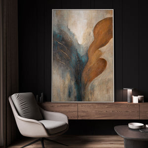 Abstrakte Wandkunst handgemalt goldblau Struktur