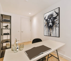 Abstrakter Stier Acrylmalerei Schwarz Gold Kunst Wandbild