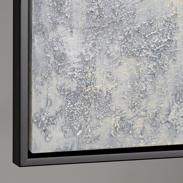 Abstraktes Acrylbild beleuchtet – moderne Wanddekoration im Wohnzimmer