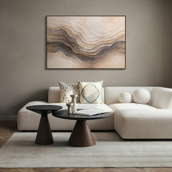 Abstraktes Leinwandbild Beige Braun handgemalt