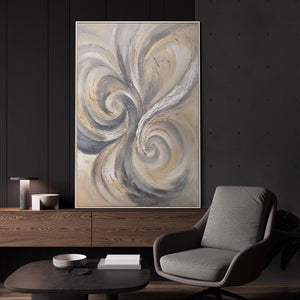 Abstraktes Leinwandbild Beige Grau handgemalt