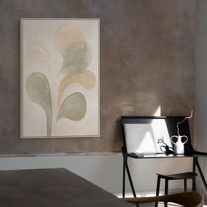 Abstraktes Leinwandbild Beige Grün Handgemalt