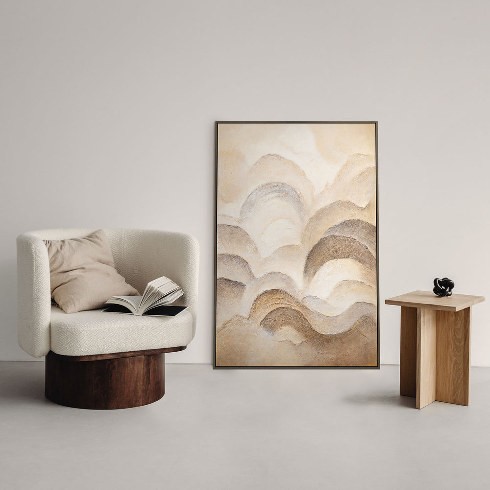 Abstraktes Leinwandbild Beige Braun Handgemalt