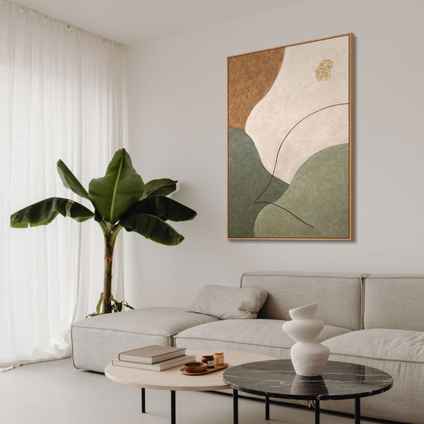 Abstraktes Leinwandbild Grün Gold