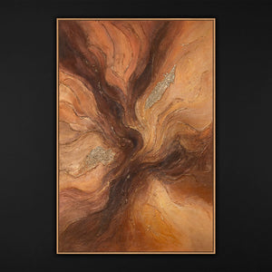 Abstraktes Wandbild braun gold Reliefstruktur