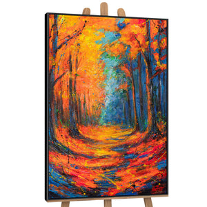 Acryl Leinwandbild Orange Blau abstrakte Kunst im Raum