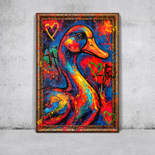 Acrylbild Ente moderne Wanddeko Kunst auf Betonwand