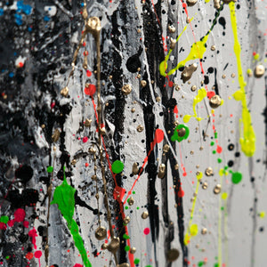 Acrylbild Gesicht bunt Strukturmalerei Detail Nahaufnahme