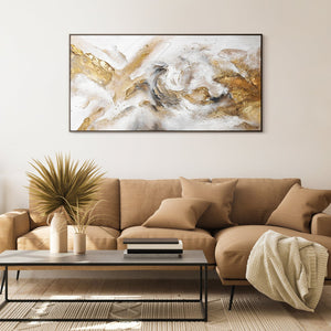 Acrylbild Gold Beige auf Staffelei moderne Wandkunst