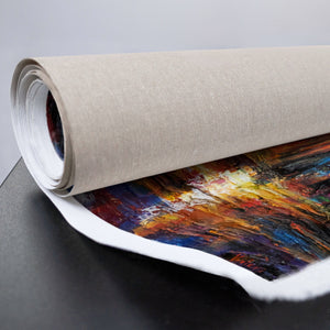 Acrylgemälde mit Liebespaar im Wald mit leuchtender Farbexplosion