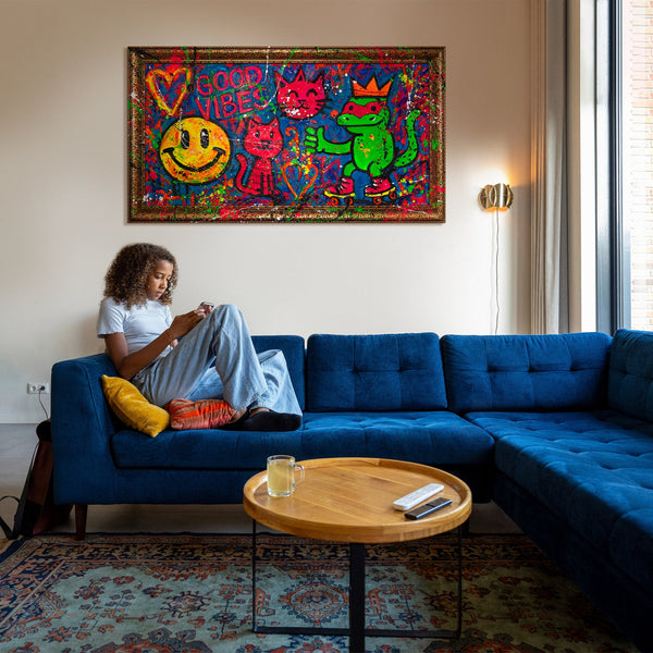 Bunte Wandkunst Handgemalt