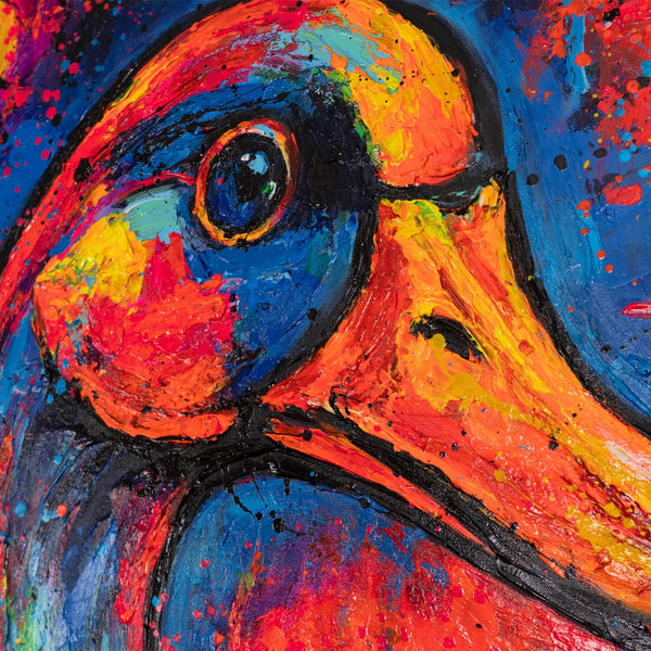 Entenkopf in kräftigen Farben abstrakte Acrylmalerei Detail