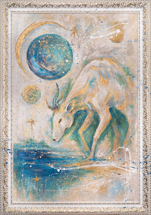 Fantasy Gemälde Struktur Blau Gold