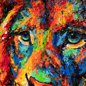 Nahaufnahme der Mähne in kräftigen Farben