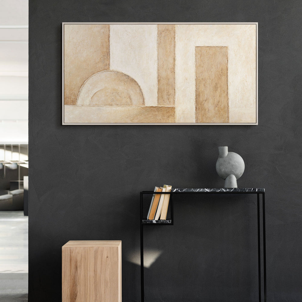 Geometrisches Leinwandbild Beige Handgemalt
