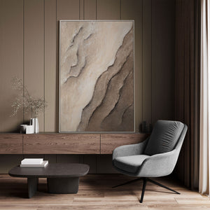 Handgemalte Wandkunst beige modern auf Leinwand
