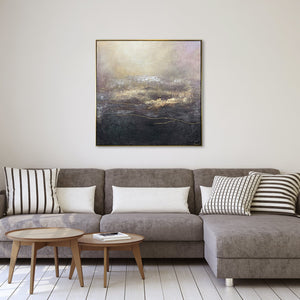 Handgemaltes Acrylbild Gold Violett Strukturmalerei modern