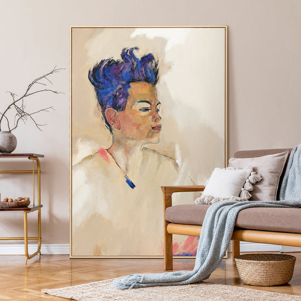 Modernes Porträt Gemälde im Wohnzimmer auf Leinwand