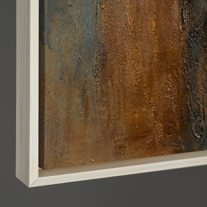 Kantenansicht Leinwand blau gold Reliefdetail