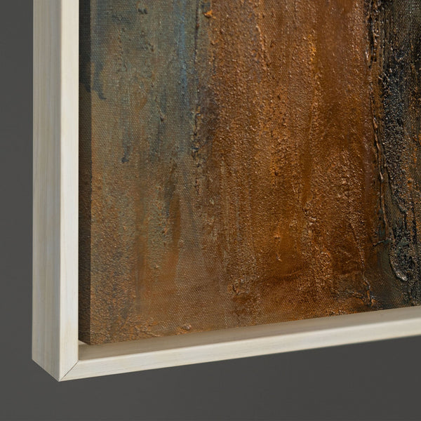 Kantenansicht Leinwand blau gold Reliefdetail