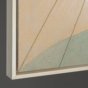 Kantenansicht Leinwandstruktur beige türkis