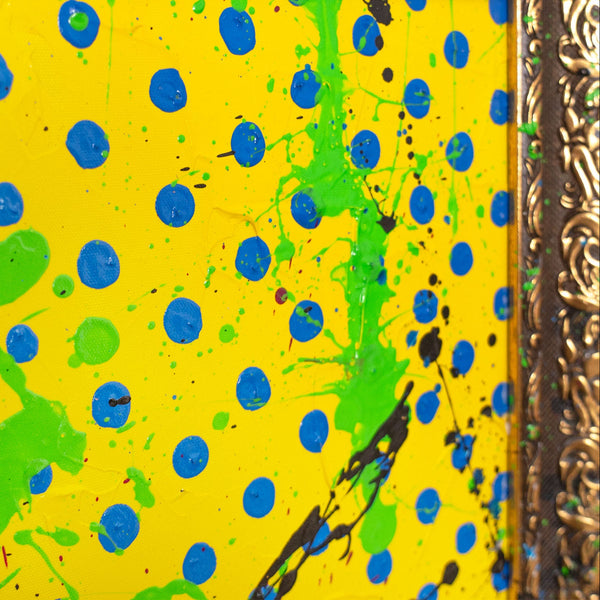 Kunstwerk Mit Goldrahmen Handgemalt