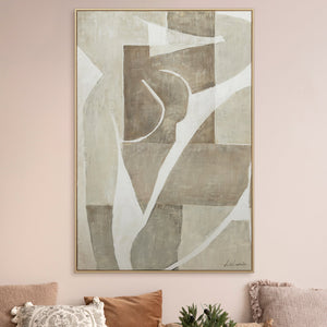 Leinwandbild Beige Grau handgemalt moderne Wanddekoration