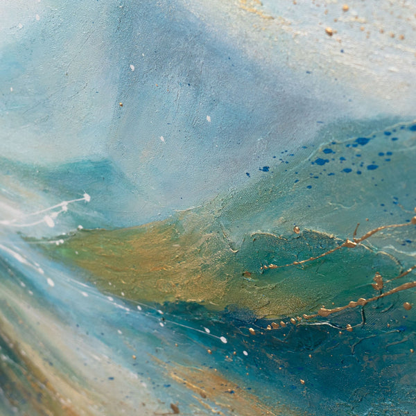 Leinwandbild Blau Gold Struktur