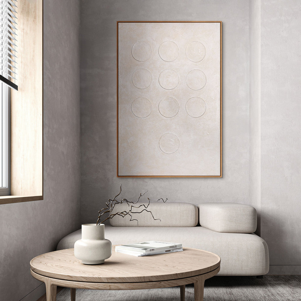 Minimalistische Wandkunst beige handgemalt