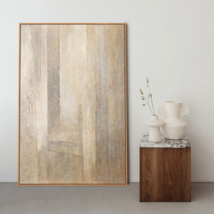 Minimalistisches Leinwandbild Beige Handgemalt