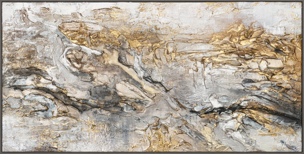 Moderne Acrylmalerei Gold Grau Leinwand Wandkunst Design