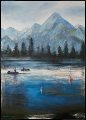 Modernes Acrylbild Landschaft Berge Handgemalt