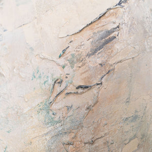 Nahaufnahme Acrylstruktur beige blau abstrakt