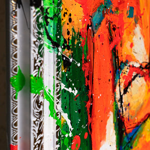 Pinselstruktur in Rot und Weiß