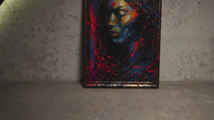 Abstrakte Kunst Frau Acryl Leinwandbild Studioaufnahme