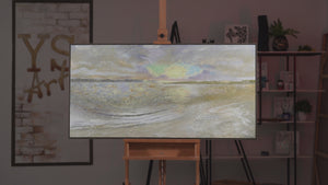 Pintura Acrílica Abstracta "Amanecer en el Mar"