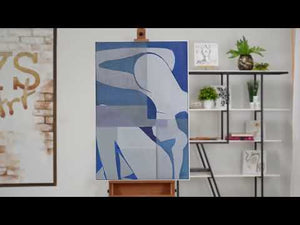 Pintura acrílica “Sandy” – Composición abstracta en tonos azules sobre lienzo
