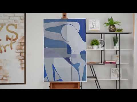 Pintura acrílica “Sandy” – Composición abstracta en tonos azules sobre lienzo